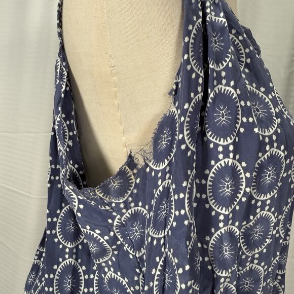 Ulla Johnson Mila Dress Silk Blue White Medallion Print Drawstring Womens Size 6 - Picture 4 of 9